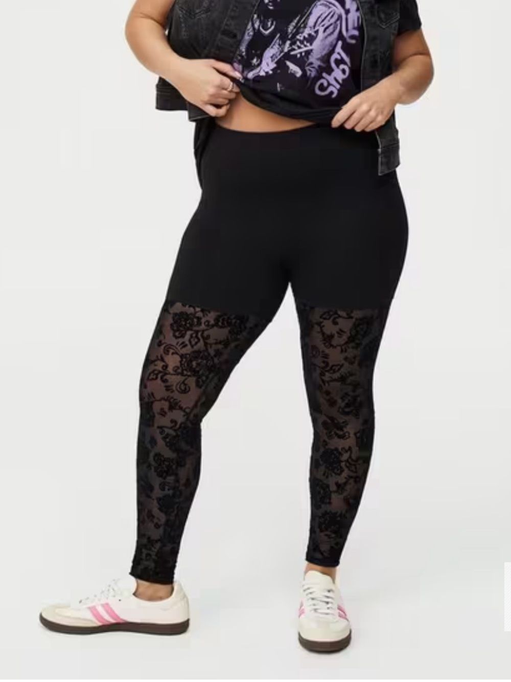 torrid Black Kids Leggings with Velvet Lower Panels
